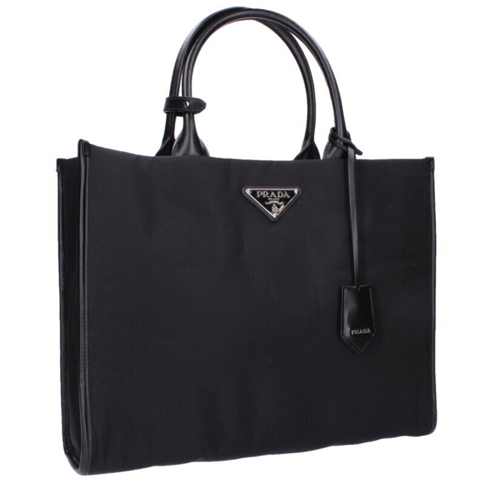 Prada Triangle Plate Clochette Tote Bag Black